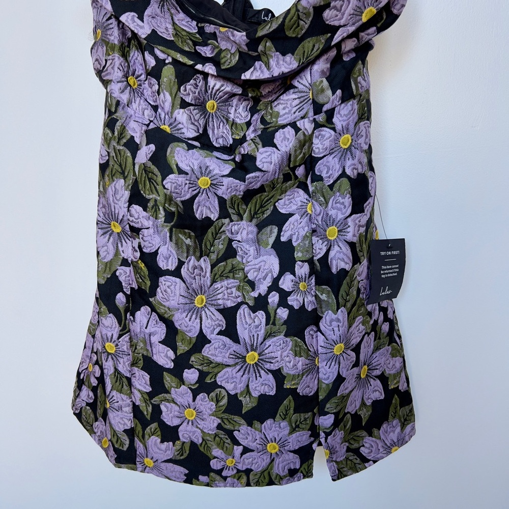 Lulus Floral Black and Purple Women's dress
